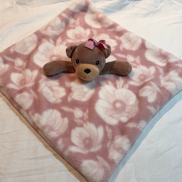 Pink and Brown Teddy Bear Lovey/Nunu/Security Blanket - Picture 3 of 4